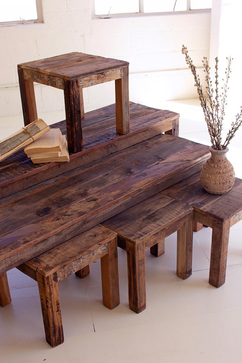 Store Display - Set of 6 Recycled Wood Benches