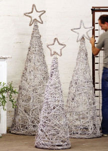 s/3 giant white wash topiaries with stars