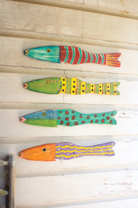 4 Recycled Wood Folk Art Fish