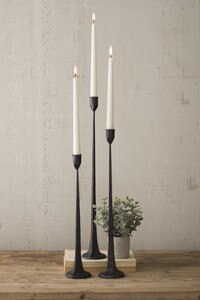 Set of 3 Tall Cast Iron Taper Candleholders