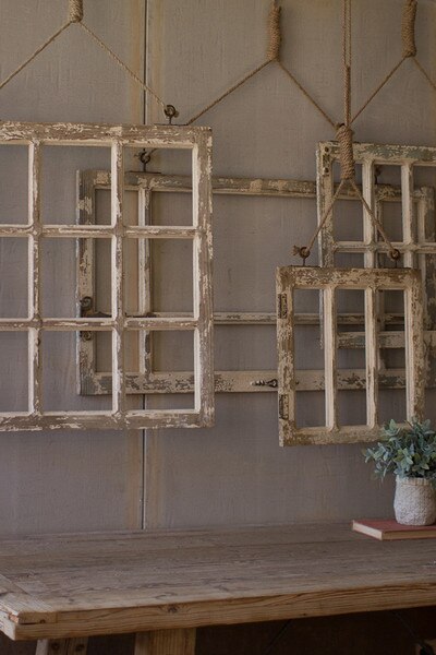 set of 4 window frame wall art