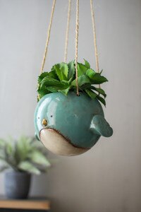 ceramic hanging planter blue bird