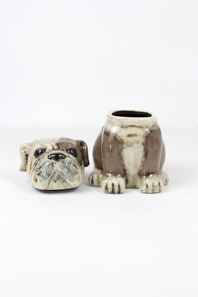 ceramic bull dog canister