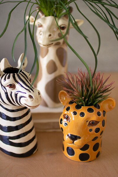 set of 3 ceramic safari animal succulent planters