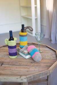 rocheted fique wine bags