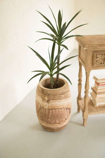 giant hand carved wooden planter