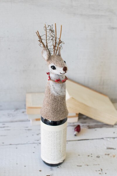Rudolph the Felt Nose Wine Topper