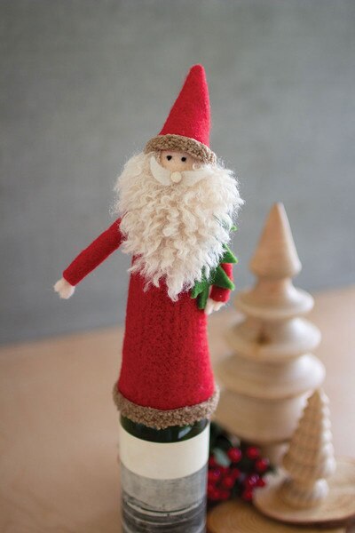 Classic Felt Santa Wine Topper