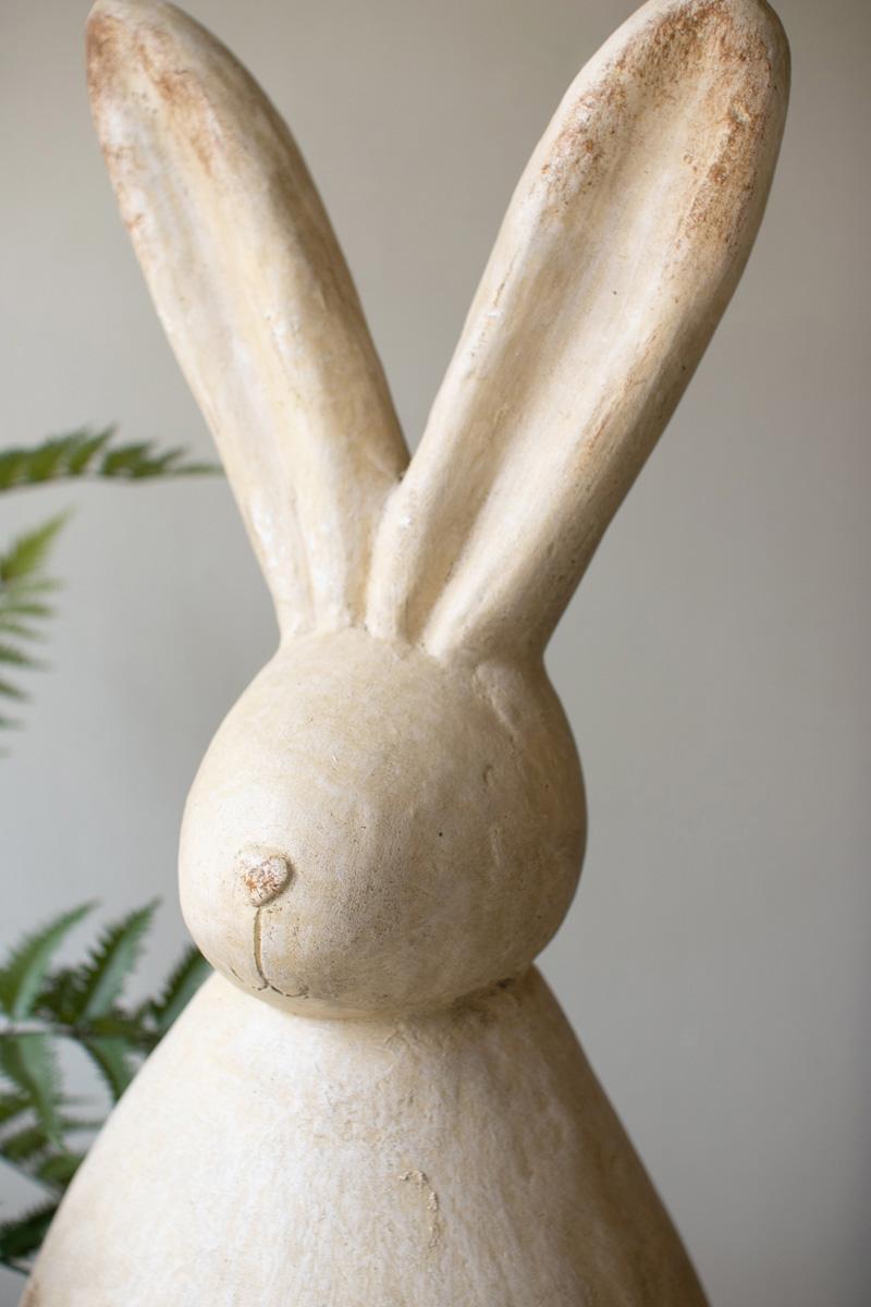 Set of 2 Faux Stone Rabbit Sculptures