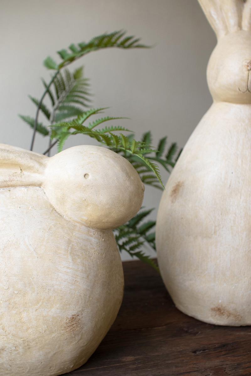 Set of 2 Faux Stone Rabbit Sculptures
