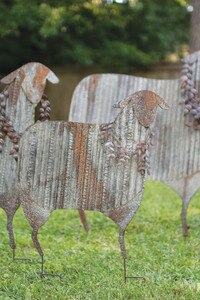 Set of 3 Corrugated Metal Sheep Yard Art