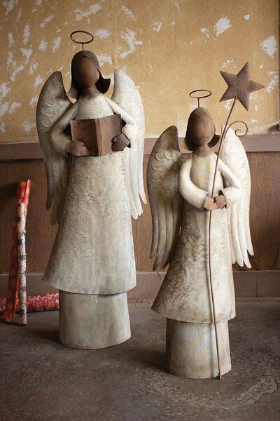set of two singing christmas angels