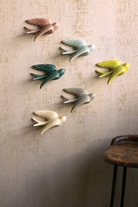 Set of 6 Hanging Ceramic Swallows