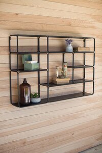 Large Multi-Compartment Metal Wall Shelf