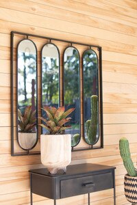 Four Oval Mirrors with Square Metal Frame
