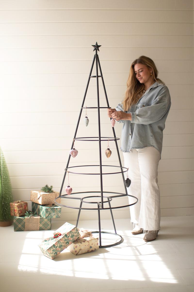 large metal christmas tree ornament display