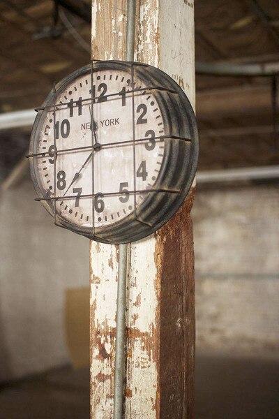 Caged Metal New York Factory Clock