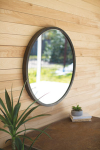 Round Mirror with Natural Metal Frame