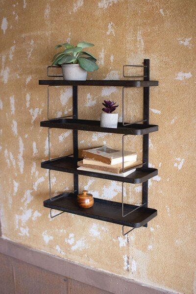metal wall unit with four shelves