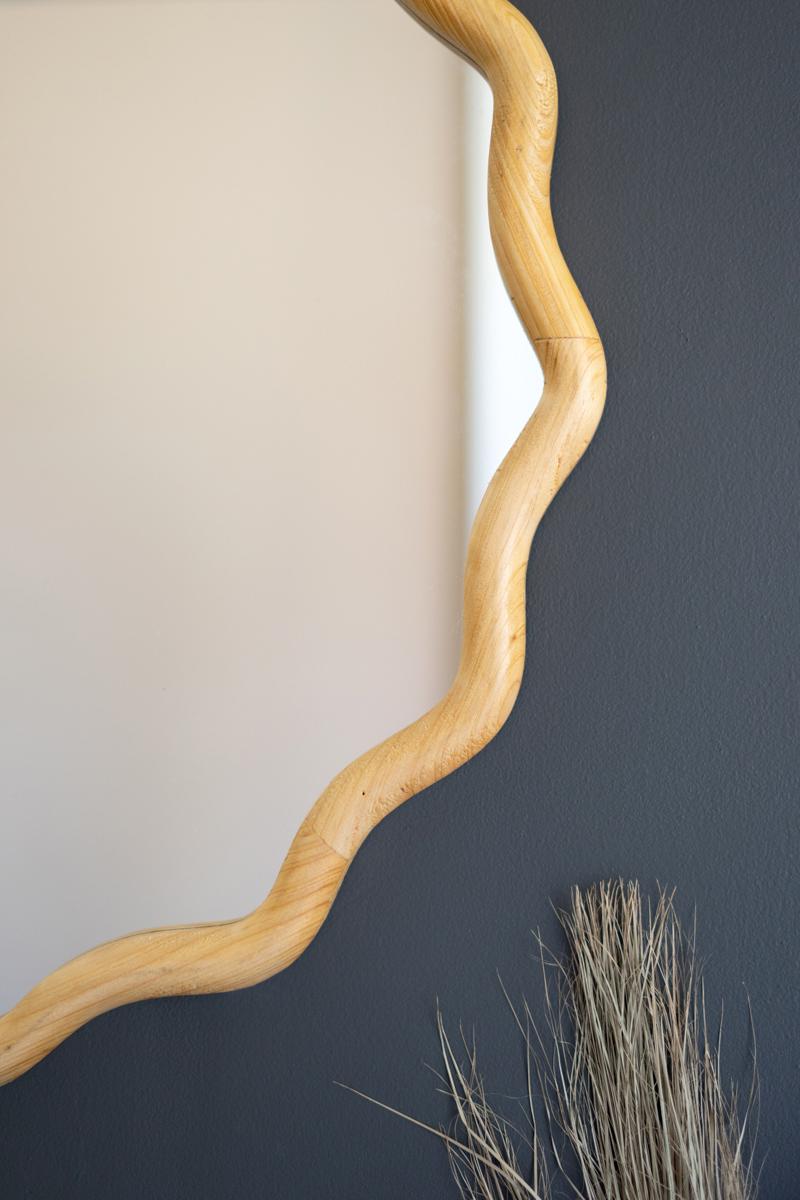 Mirrors - squiggle wood circle framed mirror