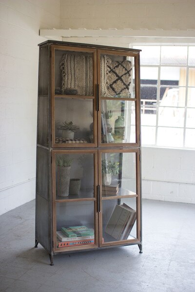 METAL & WOOD SLANTED DISPLAY CABINE