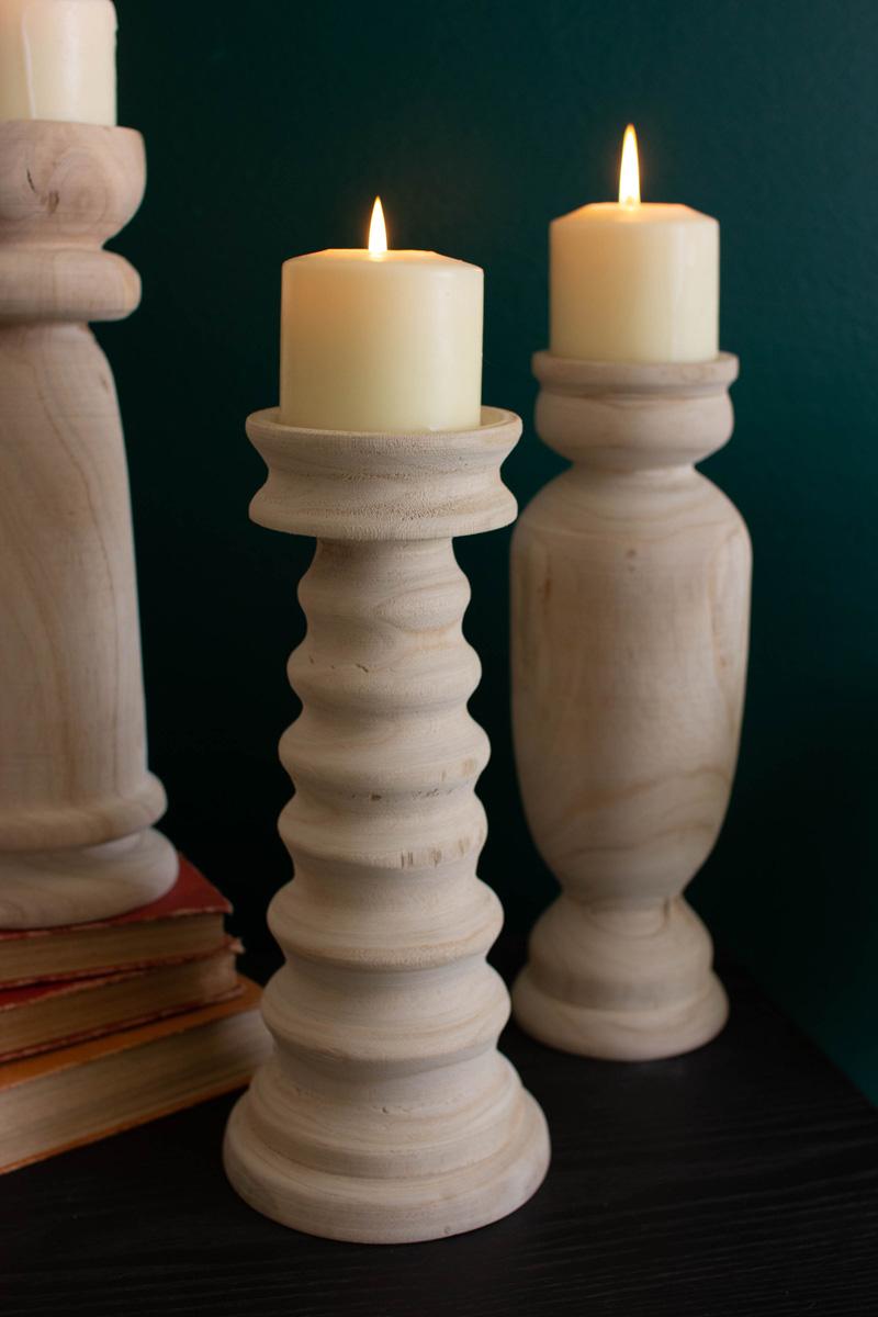Candleholders - set of 3 turned wooden candle holders