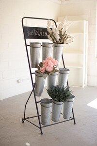 FLOWER RACK WITH NINE GALVANIZED