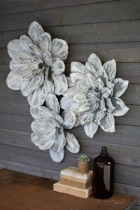 Set of 3 Whitewashed Wall Flowers