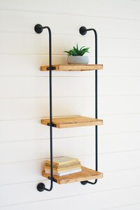 Wall Ladder Three-Tiered Shelf