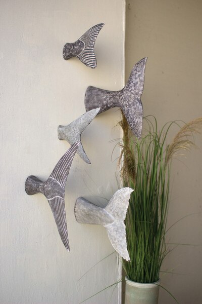 set of five fish tail wall sculptures