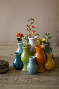 set of 13 multi-colored vases