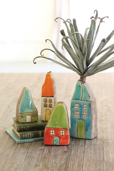ceramic house bud vases