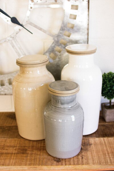 set of three ceramic canisters