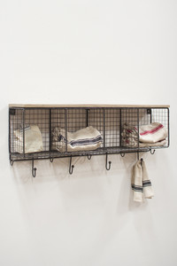 horizontal wire cubby with hooks