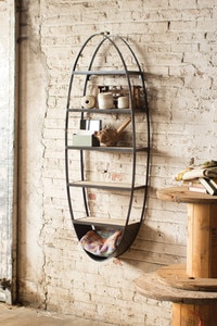 wood and metal oval shelf