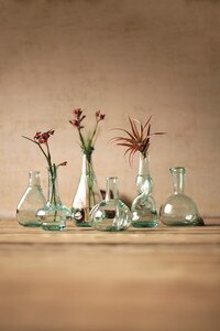 Set of 6 Recycled Glass Bottle Bud Vases