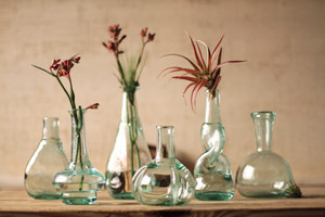 Set of 6 Recycled Glass Bottle Bud Vases