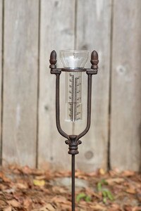 Rustic Cast Iron Acorn Rain Gauge Stake