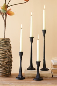 Set of 4 Rustic Cast Iron Taper Candleholders