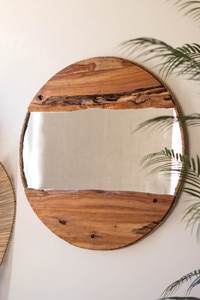 Mirror - Round Recycled Wood Framed Mirror with Rope Detail
