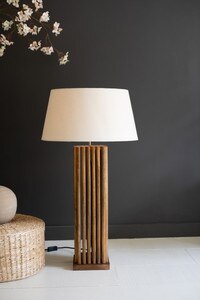 Antique Gold Floor Lamp With Fluted Black Metal Shade By Kalalou