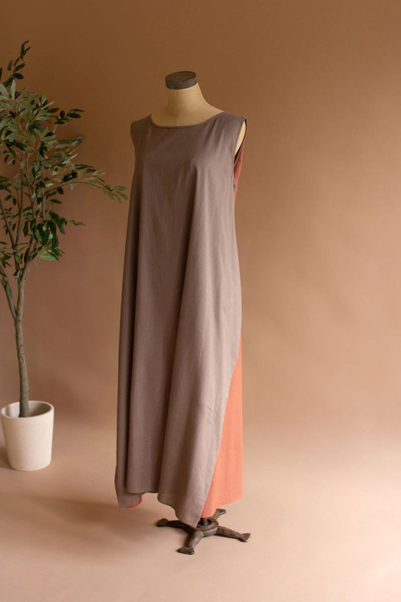 sleeveless double-sided tie dress - sienna and mocha