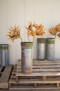 recycled metal military canister vase