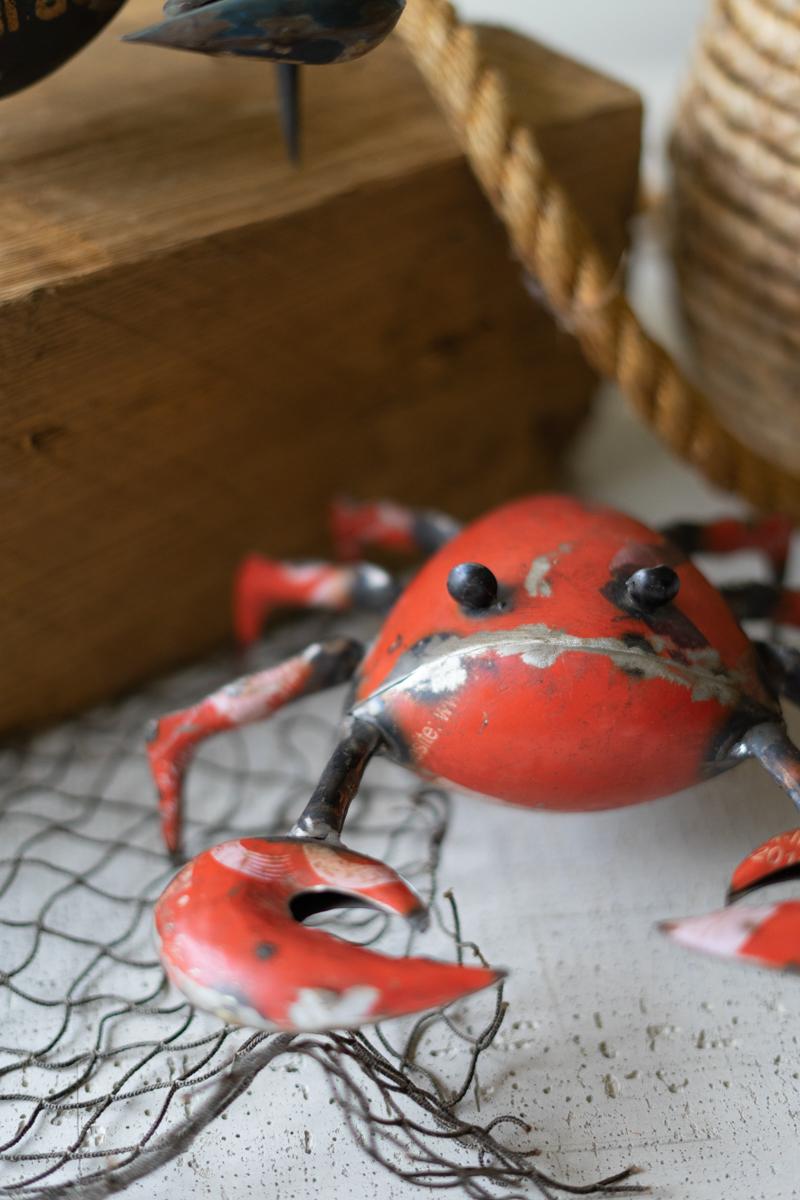 set of 2 recycled iron crabs