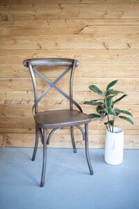 Pair of Rustic Iron Cross-Back Dining Chairs