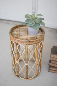 Rattan And Cane Accent Table