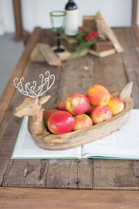 MANGO WOOD REINDEER BOWL