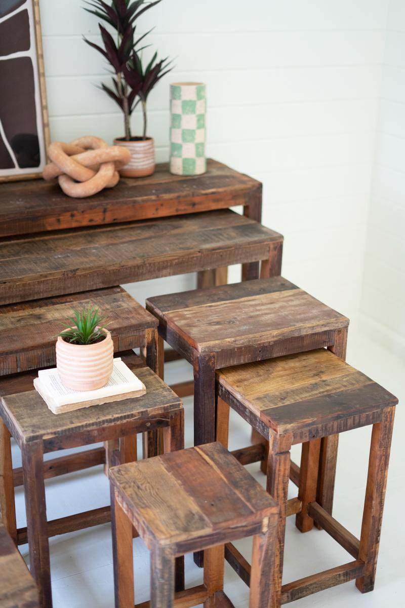 Store Display - set of 9 recycled wood display tables