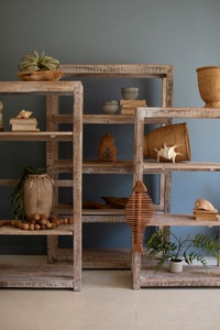 Store Display - Set of 3 Recycled White-Washed Wood Shelving Units