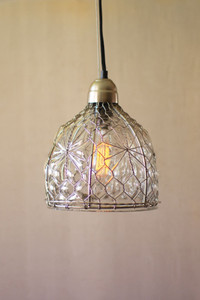 pendant lamp - wire & glass shade